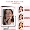 Wall Mounted Lighted Makeup Mirror, Rectangle Double Sided 1X/7X Magnifying Bathroom Height Adjustable Mirror, Rechargeable 3 Color and Dimmable Lights, Extended Arm 360 Rotation Shaving Vanity Mirror view 3