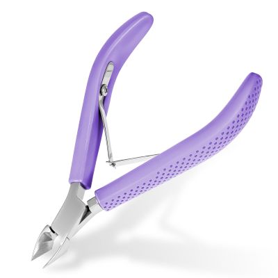 Cuticle Nippers Stainless Steel Cuticle Remover Nippers Rubber Professional Manicure and Pedicure Cuticle-Remover Tools Rubber Coated Handle Manicure Tools (4mm), Purple