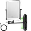 Wall Mounted Lighted Makeup Mirror, Rectangle Double Sided 1X/7X Magnifying Bathroom Height Adjustable Mirror, Rechargeable 3 Color and Dimmable Lights, Extended Arm 360 Rotation Shaving Vanity Mirror view 1
