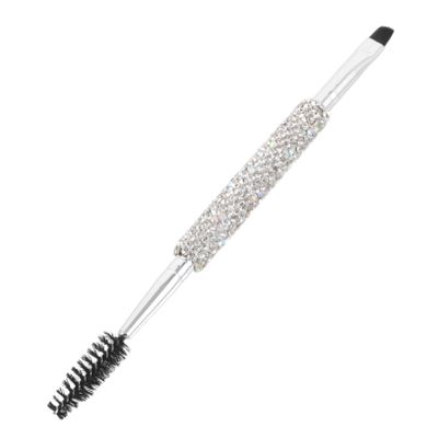 Didiseaon Eyebrow and Eyelash Brush with Rhinestone Handle Dual Ended Angled Flat Head for Precise Brow Shaping and Grooming Easy to Clean Portable Makeup Tool for Women