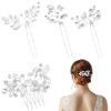 4 PCS Fashion Haircomb Rhinestone Silver Bridal Side Comb Crystal Rhinestone Flower Hair Vines Hairs Accessories for Women Girls (Silver Hairs Comb 1PC + Crystal Hair Pins 3PCS) view 1