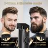 ENSSU Beard Trimmer for Men Auto-Vaccum, Rechargeable Electric Men Beard Trimmers with 2 Combs, 1-20mm Adjustable Length Dial, Waterproof Cordless Mustache Trimmer for Face, Stubble view 3