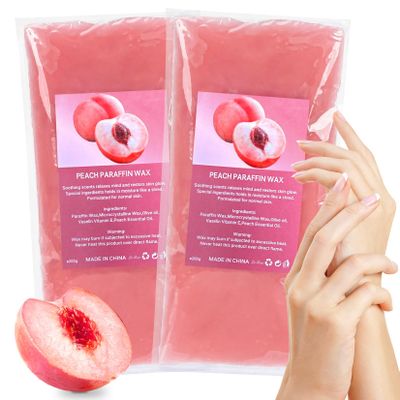 MAQIHAN Paraffin Wax for Hand and Feet - 2 Pack Paraffin Wax Refills Peach Scented for Dry Skin, Hydration Nourish Suitable Salon, Home Foot Spa And Hand Spa