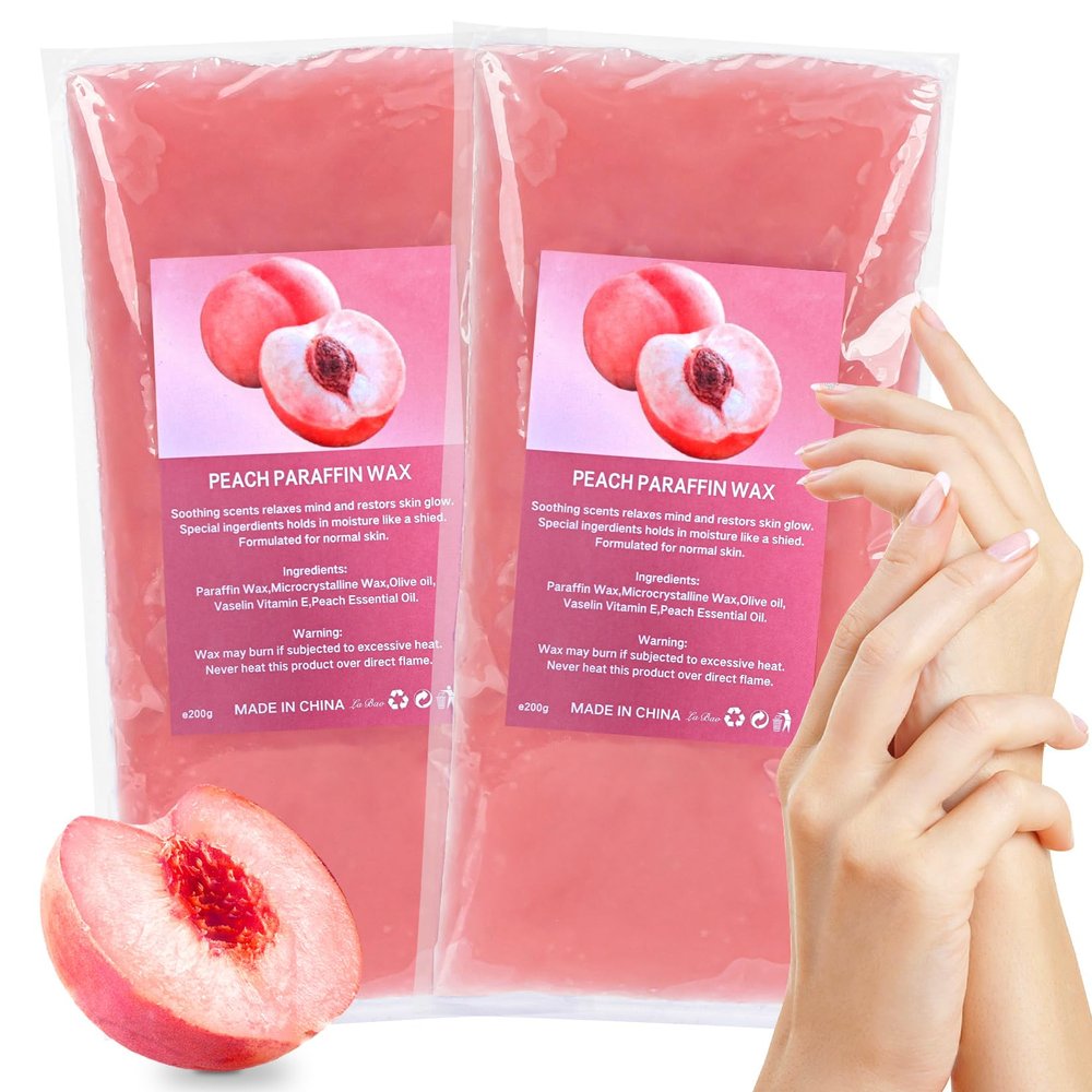 MAQIHAN Paraffin Wax for Hand and Feet - 2 Pack Paraffin Wax Refills Peach Scented for Dry Skin, Hydration Nourish Suitable Salon, Home Foot Spa And Hand Spa
