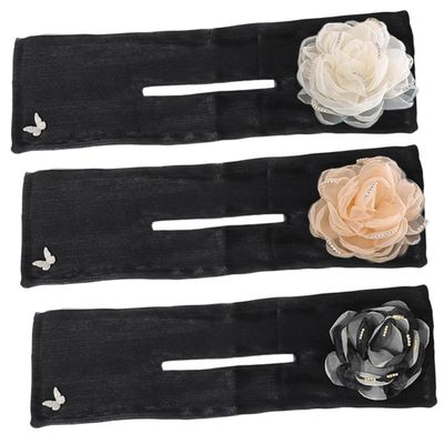 DONFAMDS 3Pcs Shining Flowers Hair Bun Maker Easy Hair Styling Tool for Women Teens for Daily Use Parties Weddings Black White Apricot Colors