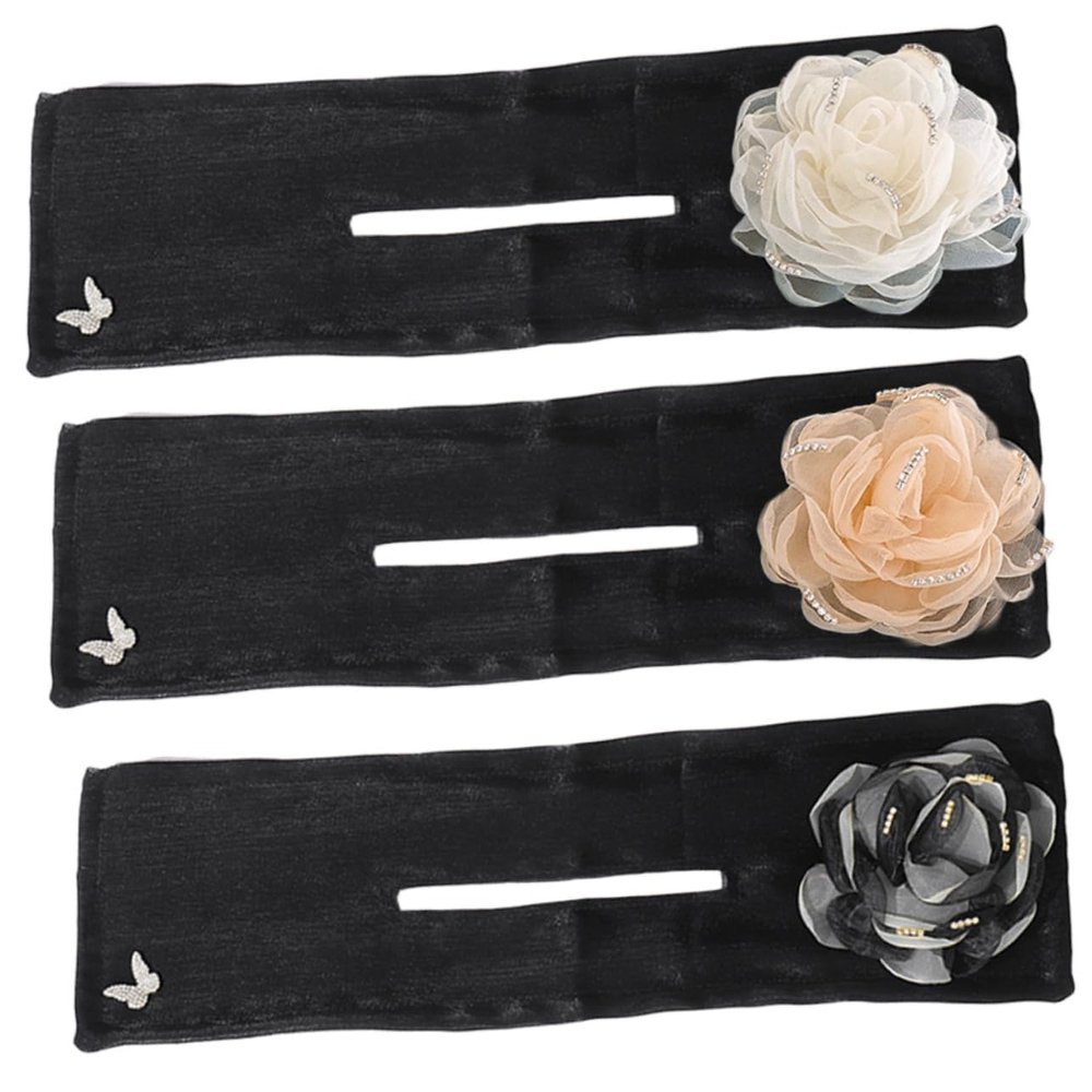 DONFAMDS 3Pcs Shining Flowers Hair Bun Maker Easy Hair Styling Tool for Women Teens for Daily Use Parties Weddings Black White Apricot Colors
