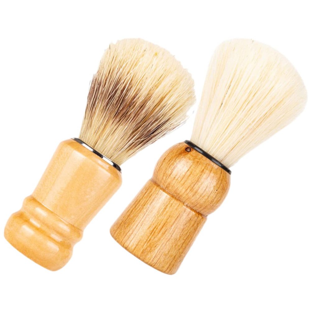 FRCOLOR 2pcs Shaving Brush with Wooden Handle Durable Shave Cream Brush for Men for Father Day Home or Salon Use Lightweight Practical