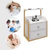 YHHLWXMDZ Salon Station, Suspended Salon Wall Cabinet, with 2 Hair Dryer Holders, for Barber Shops(Black,Gold Frame) view 3