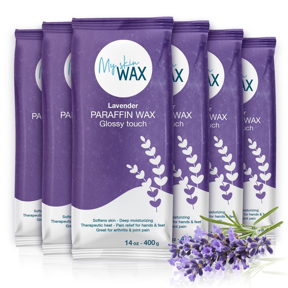Paraffin Wax Refills Maxi Pack for Hands and Feet Bath  6 Large 14oz Blocks (5.25 lb), Lavender Scent, Moisturizing Slightly Oily Wax for Arthritis Relief, Pedicure, Home and Spa Therapy