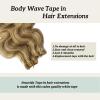 Highlights Tape in Curly Human Hair Extensions 16 Inch Balayage Highlighted Color #18 Ash Blonde to #613 Blonde 30grams/20pcs Tape in Body Wavy Seamless Soft Skin Weft view 2