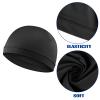 4Pcs Wave Cap for Men Silky Durags Elastic Band Wave Caps for 360 540 720 Waves Soft Breathable Satin Durag Unisex Adults Kids Skullies Beanies Hats Shower Cap(Black, Dark Gray, Green, Sky Blue) view 3