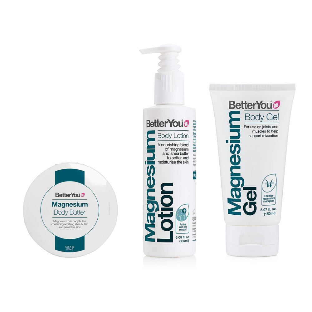 BetterYou Original Full Body Bundle - Magnesium Lotion for Women and Men - Body Butter and Gel - Softens Skin and Calms Muscles - 3 pc