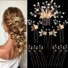 11 Pieces Gold Leaf Hair Comb and Gold Hairs Pins, Bridal Hair Accessories Wedding Hair Clip for Brides, Handmade Rhinestone Wedding Head Pieces for Women and Bridesmaids Flower Girls view 1