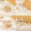 11 Pieces Gold Leaf Hair Comb and Gold Hairs Pins, Bridal Hair Accessories Wedding Hair Clip for Brides, Handmade Rhinestone Wedding Head Pieces for Women and Bridesmaids Flower Girls view 2