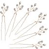 11 Pieces Gold Leaf Hair Comb and Gold Hairs Pins, Bridal Hair Accessories Wedding Hair Clip for Brides, Handmade Rhinestone Wedding Head Pieces for Women and Bridesmaids Flower Girls view 4