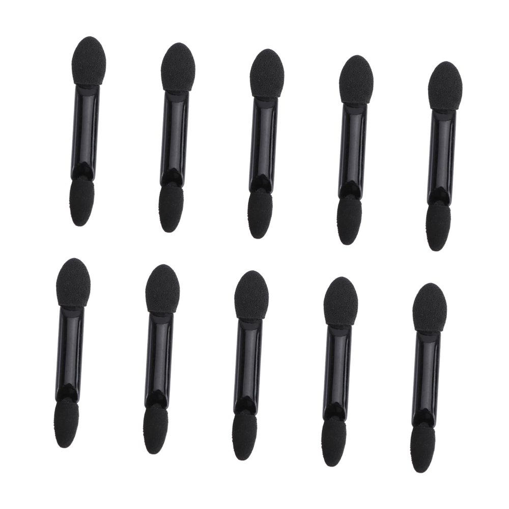 Ipetboom 10Pcs Disposable Dual Sided Eyeshadow Brush Oval Tipped Makeup Applicators with Black Handle for Travel Parties Festivals and Daily Use
