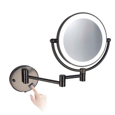 Wall Mounted 10X MagnificationVanity Mirror, Double-Sided Makeup Mirror Foldable, 360 Swivel Extend and Fold Bathroom Shaving Mirror Gun Gray,Hardwired