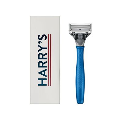 Harry's Original Razor for Men - Razor Handle and Blade Cartridge - Shaving Gift Set for Him - German Engineered - Indigo Blue