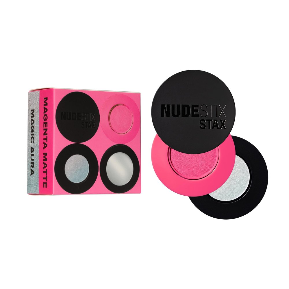 Nudestix Pink Glow STAX Set  2-Piece Cream Blush & Highlighter Duo for Cheeks, Lips & Eyes | Includes Magenta Matte & Magic Aura | Stackable, Multi-Use, Vegan Makeup with Skincare Benefits