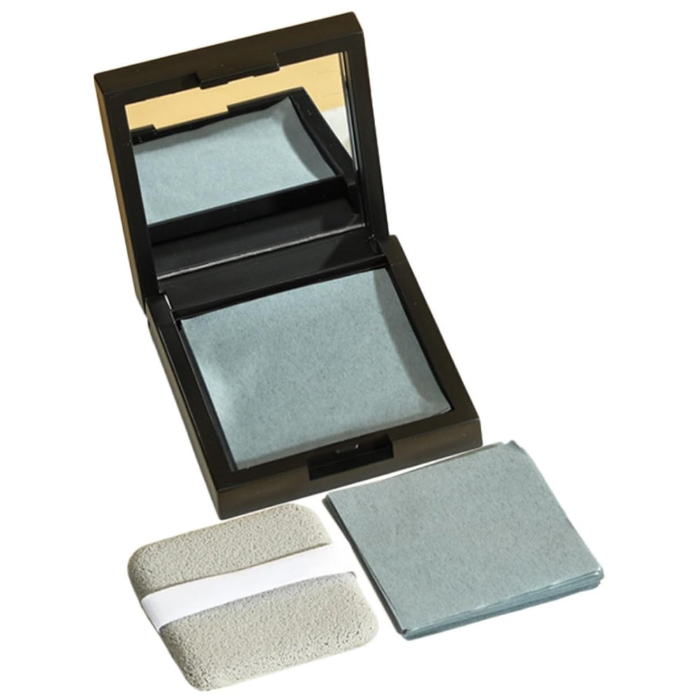 VINTORKY Facial Oil Absorbing Paper with Portable Mirror Makeup Puff 1 Set Oil Control Sheets for Oily Skin for Men and Women