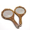Ganga Nautical Handcrafted Wooden Hand Mirror with Star Design, Round Glass Mirror, Decorative Handle, Brown view 1