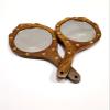 Ganga Nautical Handcrafted Wooden Hand Mirror with Star Design, Round Glass Mirror, Decorative Handle, Brown view 2