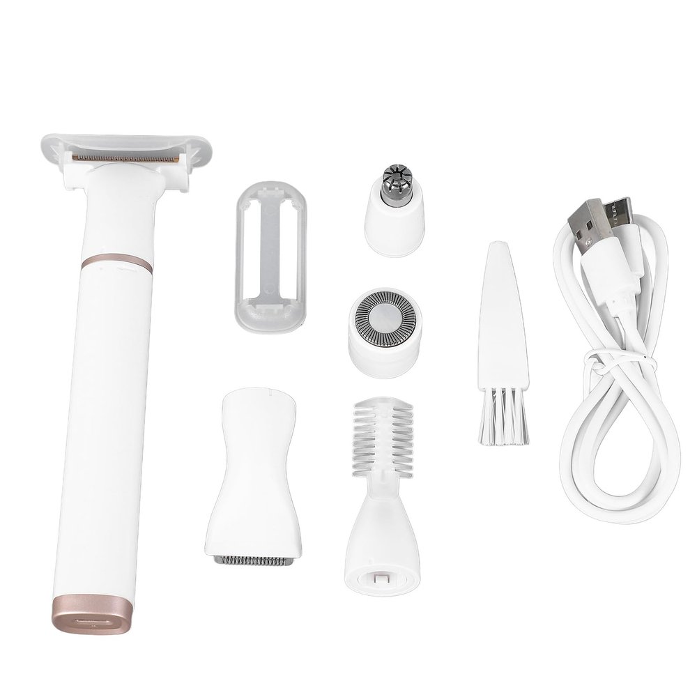 Electric Razors for Women, 5 in 1 Face Trimmer for Women Low Noise Rechargeable Bikini Trimmer Pubic Hair Nose Eyebrows Beard
