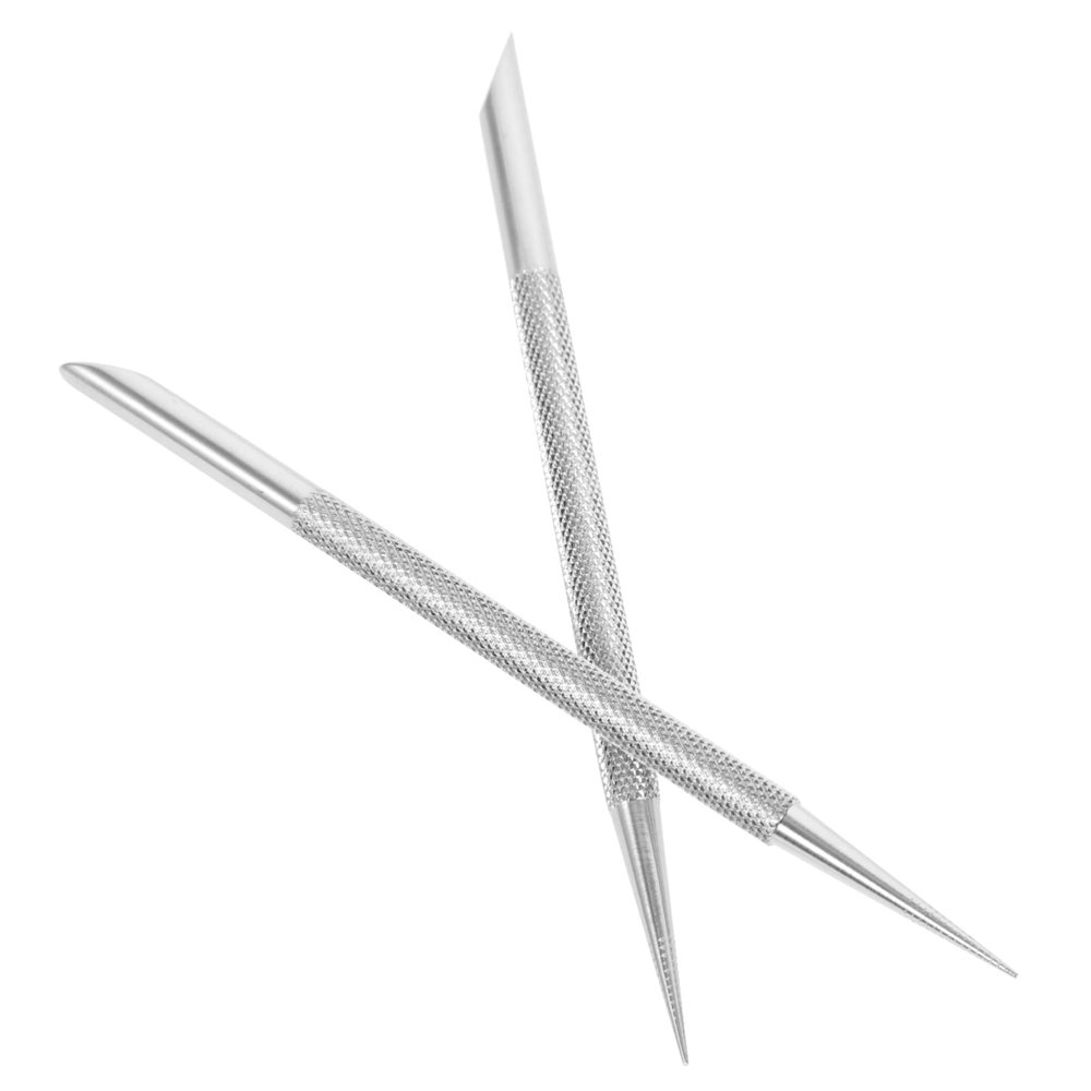 Beaupretty 2Pcs Stainless Steel Cuticle Pusher Ergonomic Nail Art Tools for Removing Dead Skin Durable Manicure Accessories for Professional Salon Home Use