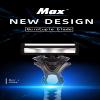 Max Speed 5 Stainless Steel Razors Blades, A Series for Men Shaving, with Lubricated Strip and Ergonimic Handle for Superior Handling Control, 3 Pack. view 2
