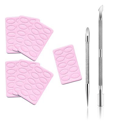 2 Nail Cuticle Pusher, Pre-Treatment Double-Ended Cuticle File with 180 Self-Adhesive Sandpaper for Grinding, Polishing Nail Art Tools-for Salon and Home Use