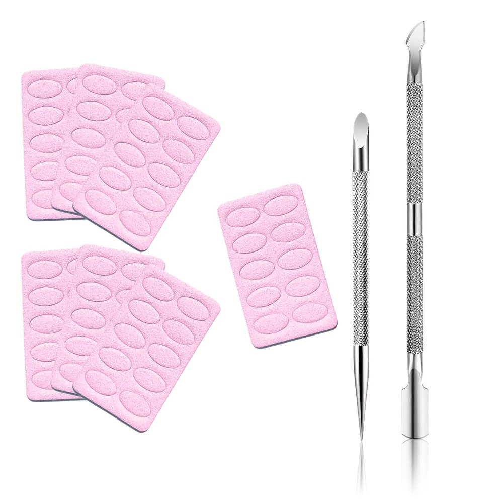 2 Nail Cuticle Pusher, Pre-Treatment Double-Ended Cuticle File with 180 Self-Adhesive Sandpaper for Grinding, Polishing Nail Art Tools-for Salon and Home Use