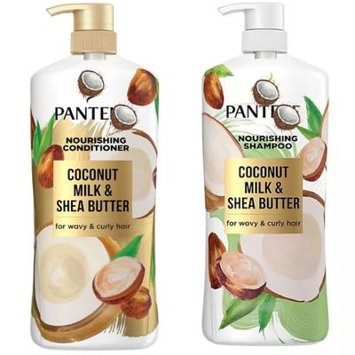 Coconut Milk & Shea Butter SHAMPOO & CONDITIONER SET 38.2 fl oz bottle each- Sulfate-Free Duo for Curly, Wavy & Dry Hair - Frizz Control, Shine & Softness for Textured Hair