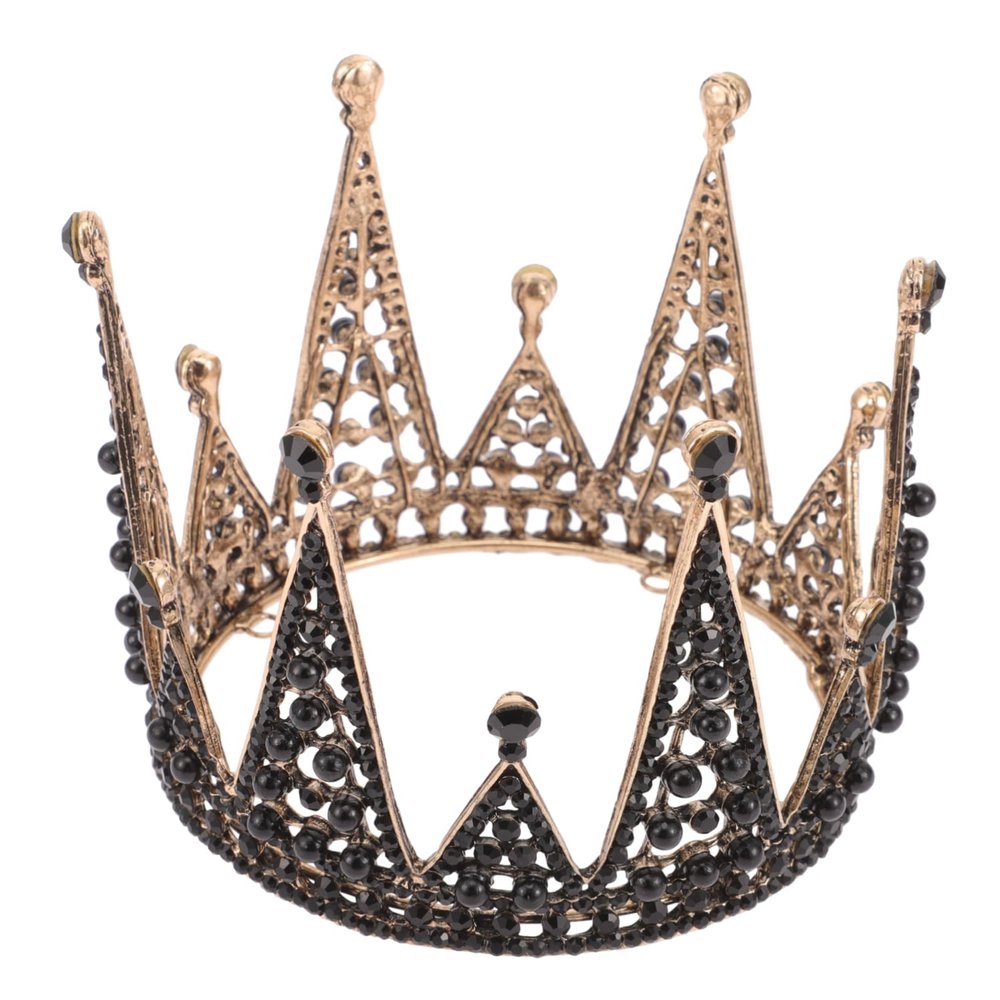 DEARMAMY Elegant Black Rhinestone Crown Headdress for Weddings Parties and Birthdays Bridal Hair Hair Decoration for Brides Bridesmaids