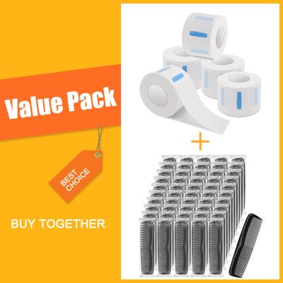 NICEMOVIC 5 Rolls Disposable Barber Paper Neck Strips and 50 Pack Pocket Combs Bulk Set