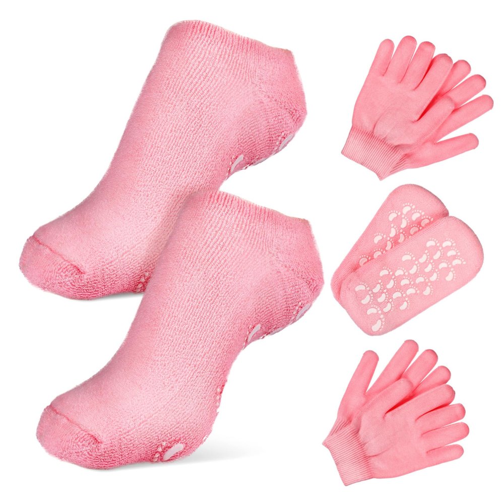 DEARMAMY 2Sets Moisturizing Socks and Gloves for Foot Care Socks and Hand for Soft Supple Skin Easy to Use Home