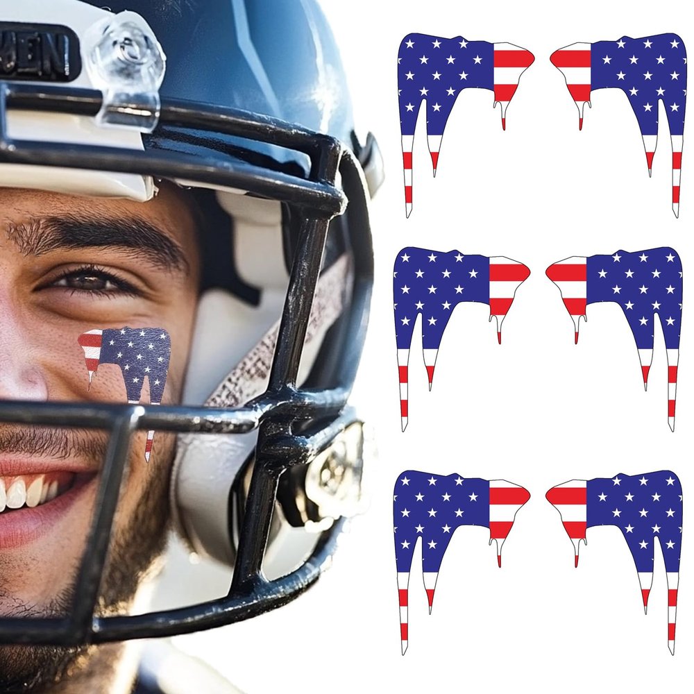 40 Pairs American Flag Eye Black Temporary Tattoos, Sports Face Patriotic Eye black Temporary Tattoos for Baseball Football Softball Themed Party Birthday Party Supplies (Two Wings2)