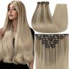 Full Shine Dark Blonde Hair Extensions Clip in 18 Inch Teddy Bear Blonde Clip in Human Hair Extensions for White Women 120 G 7 Pcs view 1