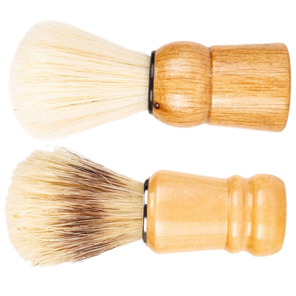 CTIRCHIU 2pcs Wood Handle Shaving Brush Premium Bristles for Rich Father Day for Mens Grooming and Beard Care Travel Friendly Shave Accessory