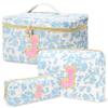 3 PCS Travel Makeup Bag Set, AZ Initials Cotton Quilted Cosmetic Bag for Women & Preppy, Personalized Toiletry Bag Travel Accessories Makeup Brushes Organizer, Valentines Day & Birthday Gift for Her view 1