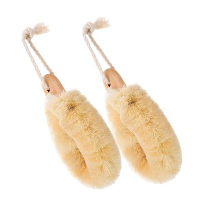 NOLITOY 2pcs Sisal Bath Brush Shower Wall Scrubber Back Bath Brush Exfoliating Body Scrubber for Shower