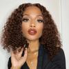 12INCH Chocolate Brown Water Wave Short Bob Wig Human Hair 200% Density Lace Front Wigs Human Hair Pre Plucked Deep Curly 13x4 Hd Lace Frontal Wig for Black Women Glueless view 1
