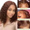 12INCH Chocolate Brown Water Wave Short Bob Wig Human Hair 200% Density Lace Front Wigs Human Hair Pre Plucked Deep Curly 13x4 Hd Lace Frontal Wig for Black Women Glueless view 2