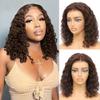 12INCH Chocolate Brown Water Wave Short Bob Wig Human Hair 200% Density Lace Front Wigs Human Hair Pre Plucked Deep Curly 13x4 Hd Lace Frontal Wig for Black Women Glueless view 4