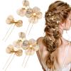 4Pcs Gold Wedding Bridal Hair Pins, Metal Flower Pearl Vintage French Hair Clips for Women Girls Accessories view 1