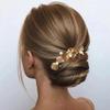4Pcs Gold Wedding Bridal Hair Pins, Metal Flower Pearl Vintage French Hair Clips for Women Girls Accessories view 3