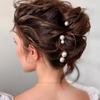 40Pcs Mini Flower Hair Clips Cute Mini Rhinestone Hair Pins Small Pearl Decorative Wedding Accessories for Women Girls view 3