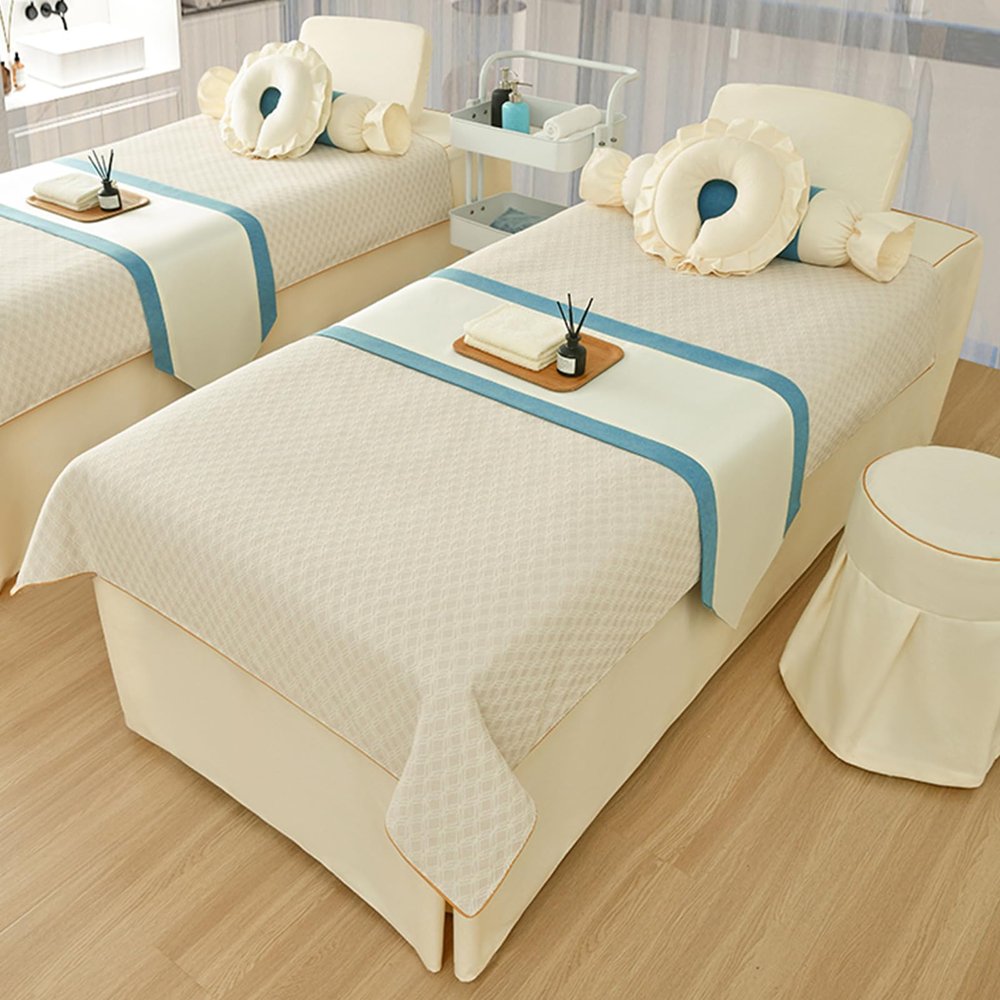 Beige,70x190cm/27.5x74.8in,Fleece Massage Table Cover with Face Hole,Elastic Washable Massage Bed Sheets Large Beauty Massage Couch Cover Suitable for Salons SPA and Therapists