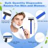 Fafortune Disposable Twin Blade Razors in Bulk, Individually Wrapped - Clear Safety Cap, For Homeless, Hotel, Airbnb, Travel (pack of 50,blue) view 2