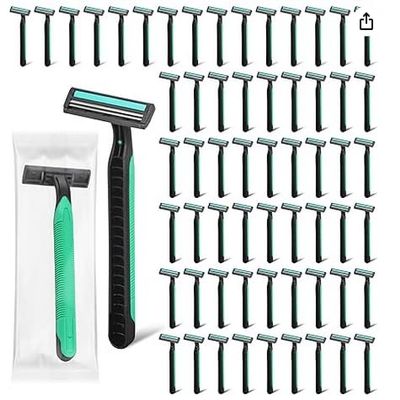 Fafortune Disposable Twin Blade Razors in Bulk, Individually Wrapped - Clear Safety Cap, For Homeless, Hotel, Airbnb, Travel (pack of 200,green)