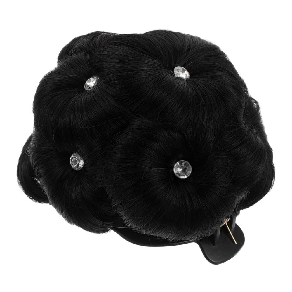 CALLARON Synthetic Hair Bun with Claw Clip Dazzling Rhinestone Elegant Chignon Extension for Women for Bridal Updos and Special Occasions